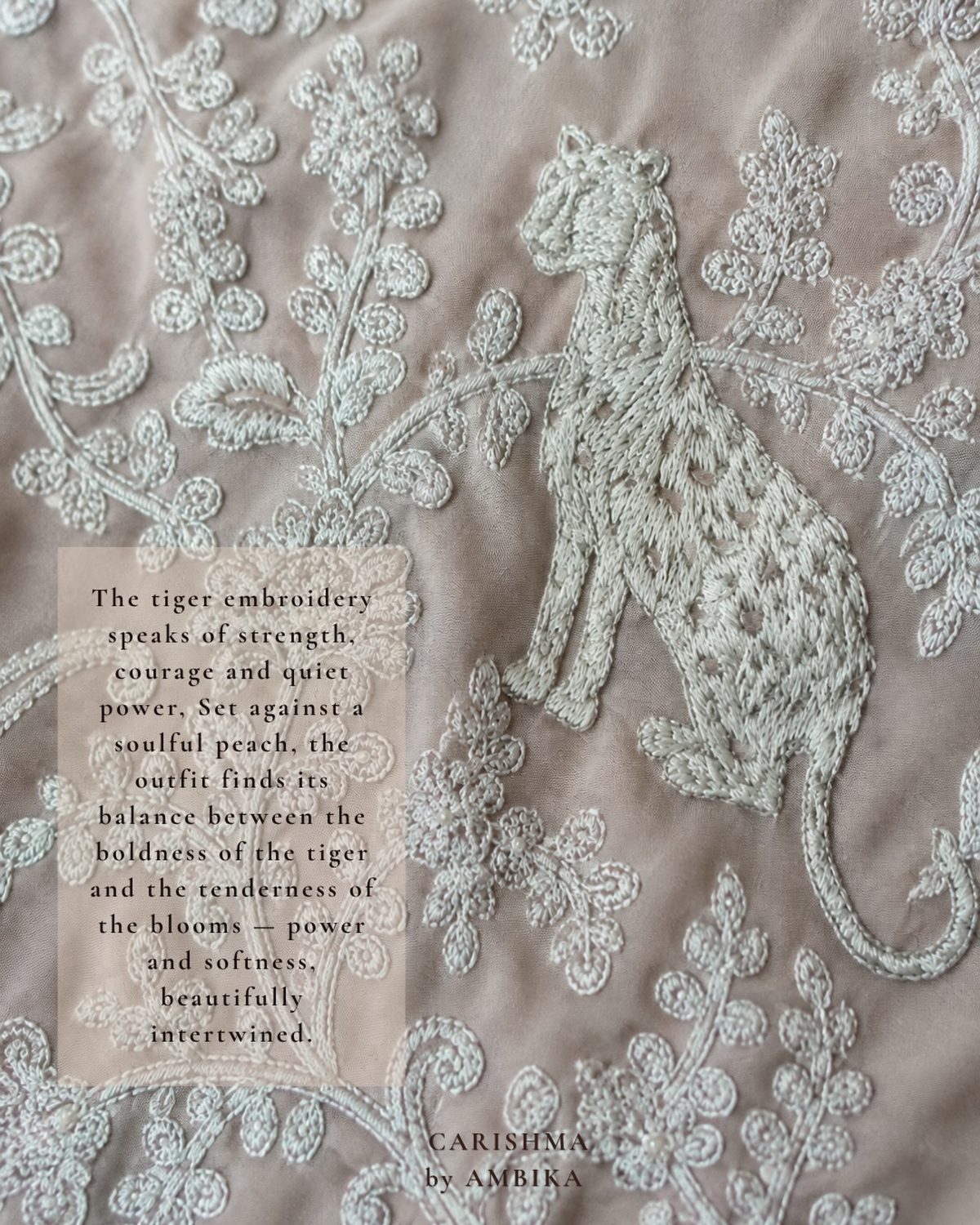 Tiger motif in tonal embroidery